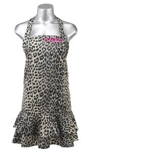Norvell Professional Technician Leopard Print Ruffle Halter Apron - One Size